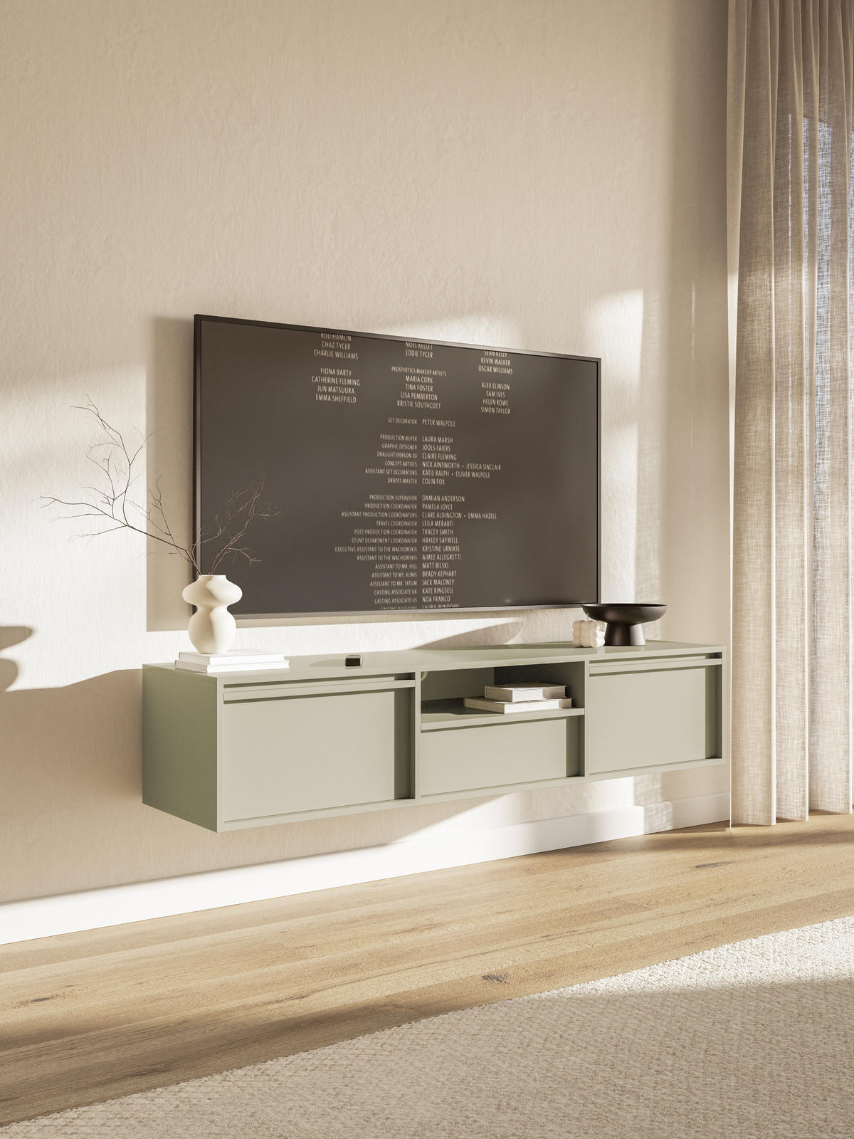 TV-HÄNGEBOARD Evo Graubeige 154 cm - Greige, Holzwerkstoff (154/32.4/39cm) - Selsey