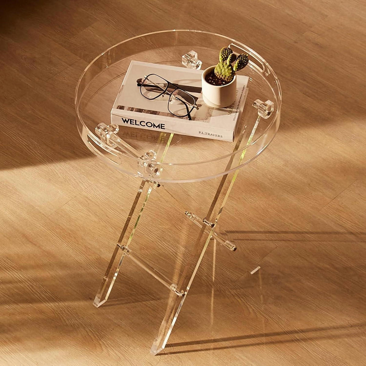 BEISTELLTISCH Acryl Klappbar Transparent 40 x 45 x 56 cm - Transparent, Kunststoff (29/39.9/57.9cm)