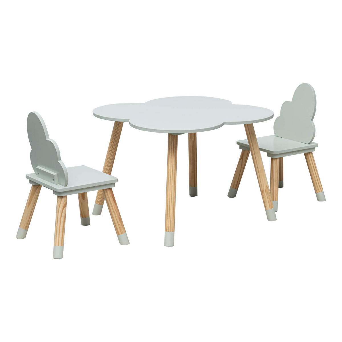 KINDERTISCH, 2 STÜHLE Hellgrün 60/60/44 cm - Hellgrün, Holzwerkstoff (60/44/60cm) - Mobili Rebecca
