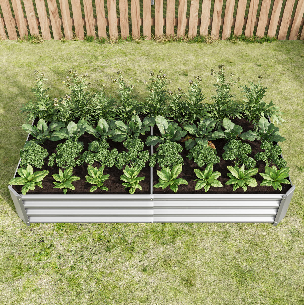 BLUMENKASTEN aus Metall 180x90x30 cm in Silber - Silberfarben, Metall (90/30/180cm) - Modfu