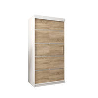 SCHWEBETÜRENSCHRANK 200/100/62 2-türig - Silberfarben/Weiß, Holz/Kunststoff (100/200/62cm) - MÖBEL KRYSPOL