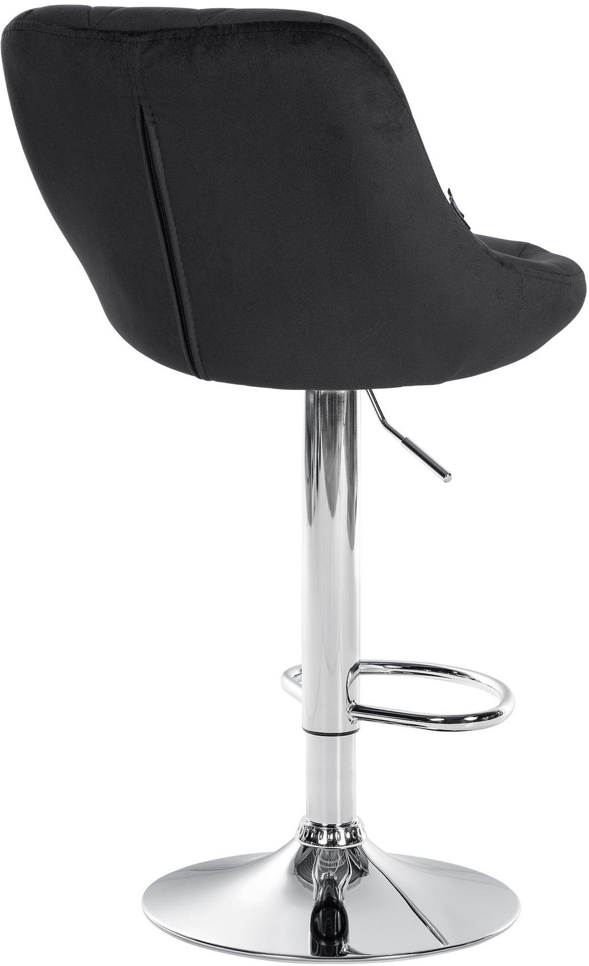 BARHOCKER 2er Set Samt schwarz - Chromfarben/Schwarz, Textil/Metall (46/83/49cm) - CLP