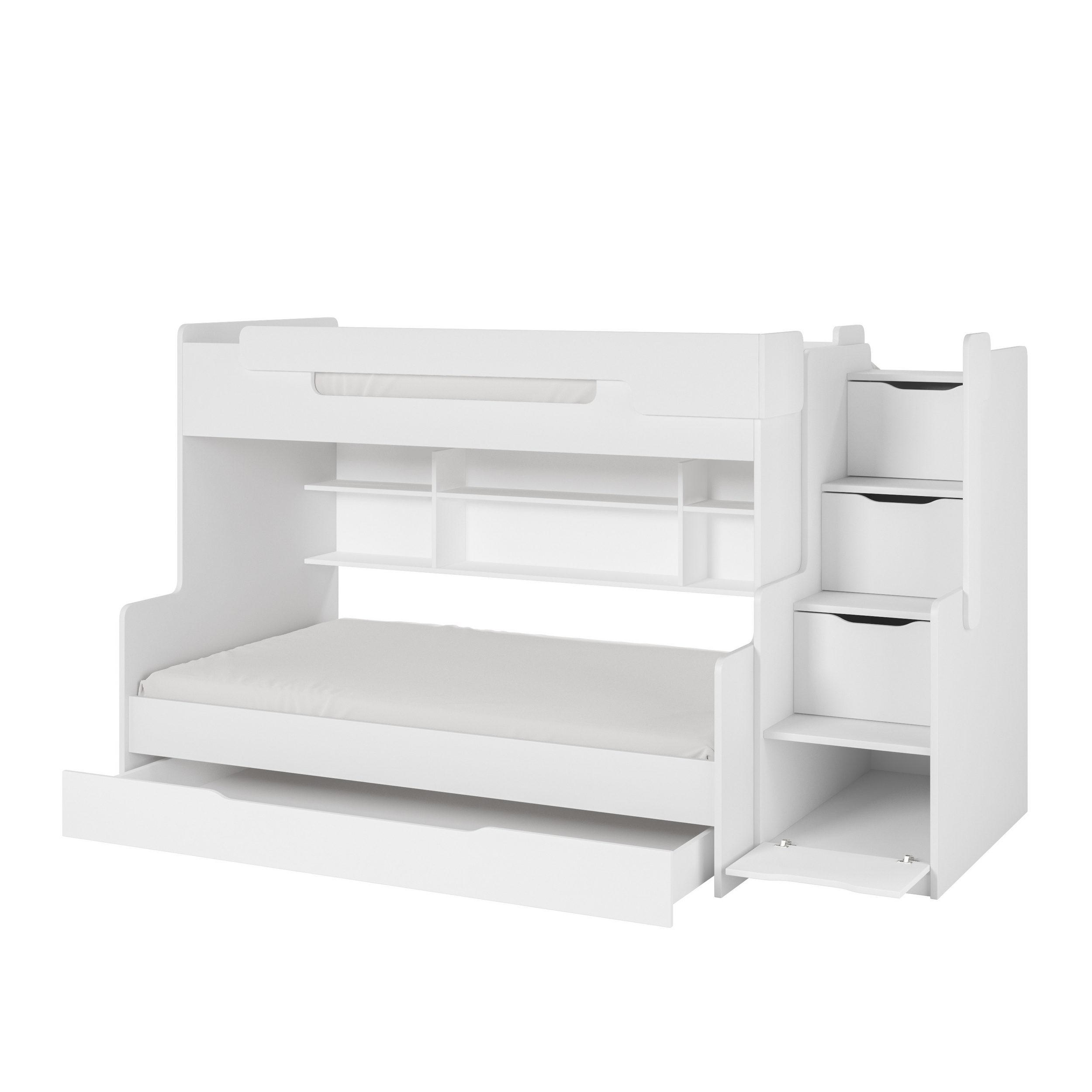 ETAGENBETT HARRY 90/200 + 120/200 in Weiß - Weiß, Holzwerkstoff - Deine Möbel 24