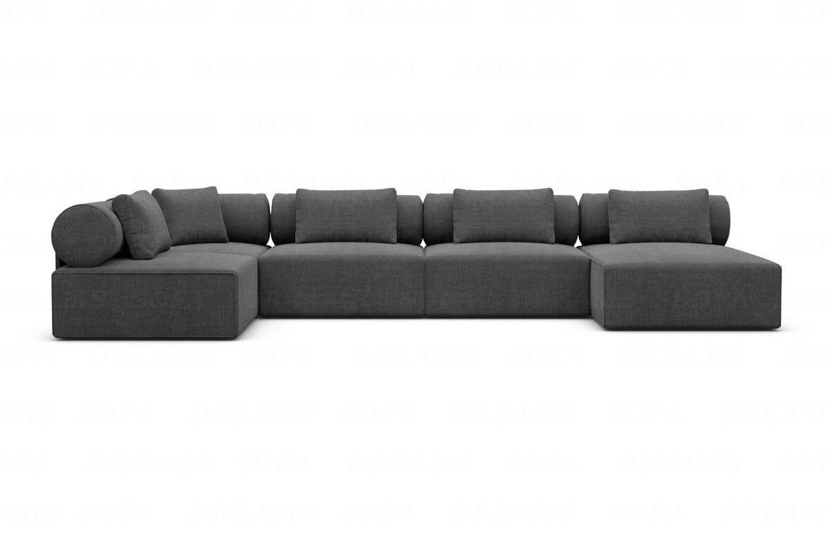 WOHNLANDSCHAFT Cipriani Anthrazit Strukturstoff - Anthrazit, Kunststoff (400/77/200cm)