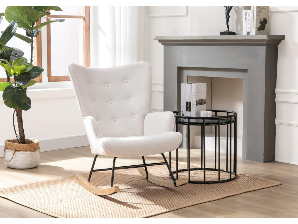 SCHAUKELSESSEL - melierter Stoff - Beige - ELMINA II - Beige, Textil (68/91/86cm) - Vente-Unique