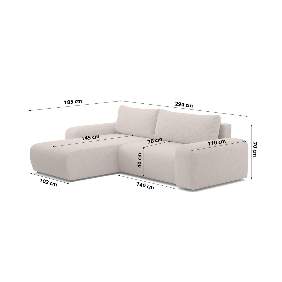 ECKSOFA Bornim Universelle Beige (Anthology 2) - Beige, Textil (294/185cm) - Fedve