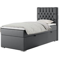 BOXBETT PERA 90/200 Dunkelgrau Kunstleder - H4 - Rechts Seite - Dunkelgrau, Holz/Textil (90/200cm) - MKS
