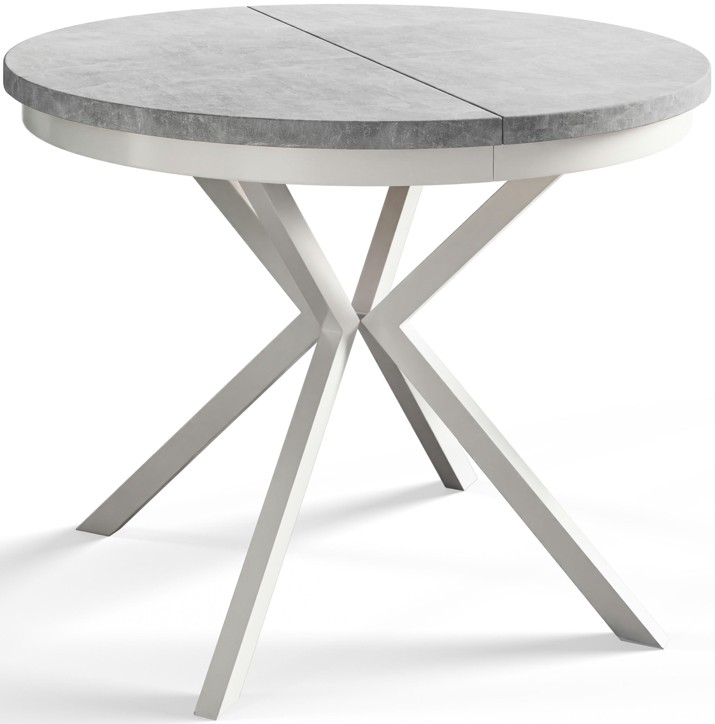 ESSZIMMERTISCH BERGO, ausziehbarer Tisch 90 cm/170 cm, Farbe: Hellgrau, mit Metallbeinen in Farbe Weiß - Weiß/Grau, Holzwerkstoff (90/90/76cm) - Alpi-Möbel