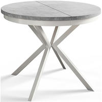 ESSZIMMERTISCH BERGO, ausziehbarer Tisch 90 cm/170 cm, Farbe: Hellgrau, mit Metallbeinen in Farbe Weiß - Weiß/Grau, Holzwerkstoff (90/90/76cm) - Alpi-Möbel