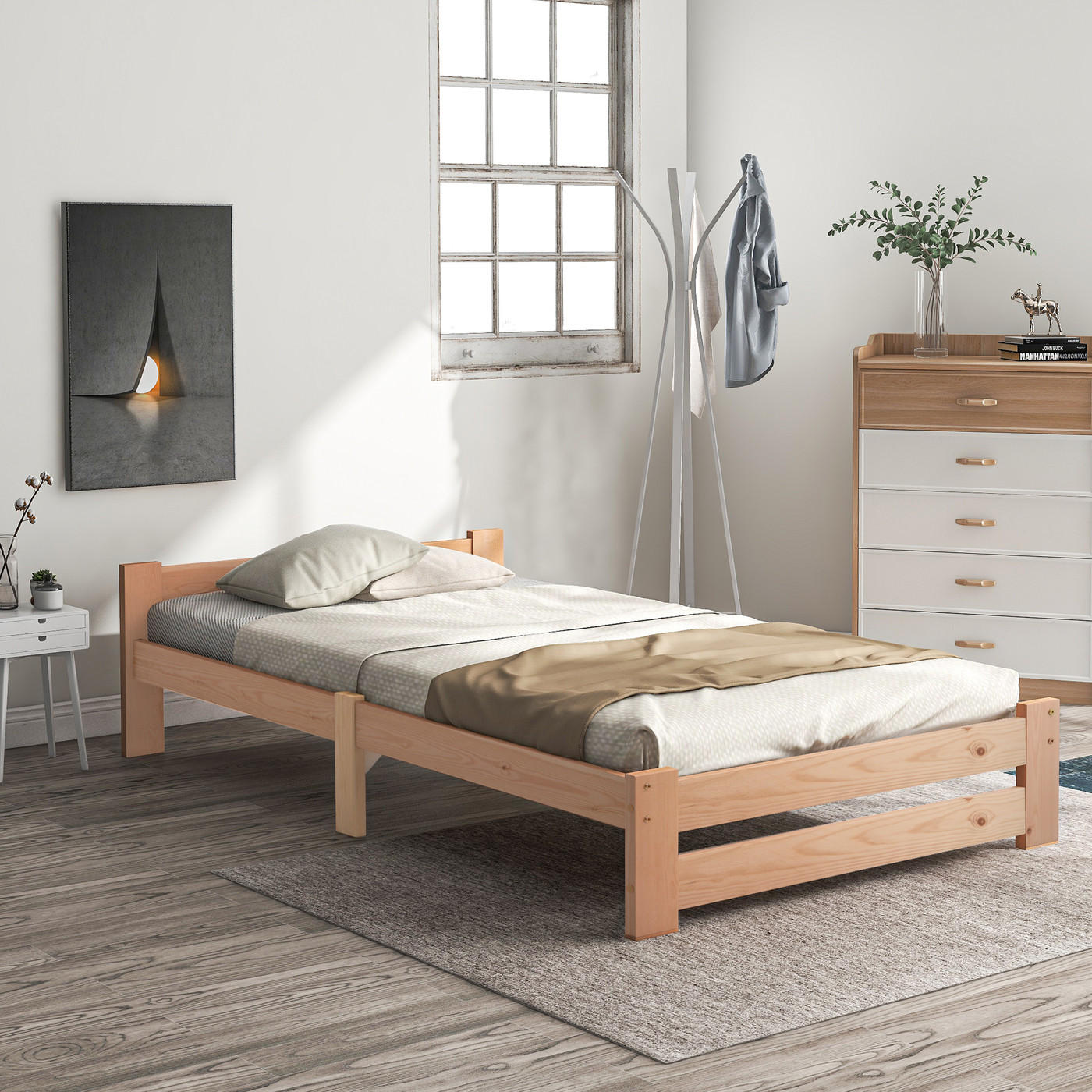 FUTONBETT 90/200 cm in Natur mit Lattenrost - Naturfarben, Holz (90/200cm) - KOMHTOM