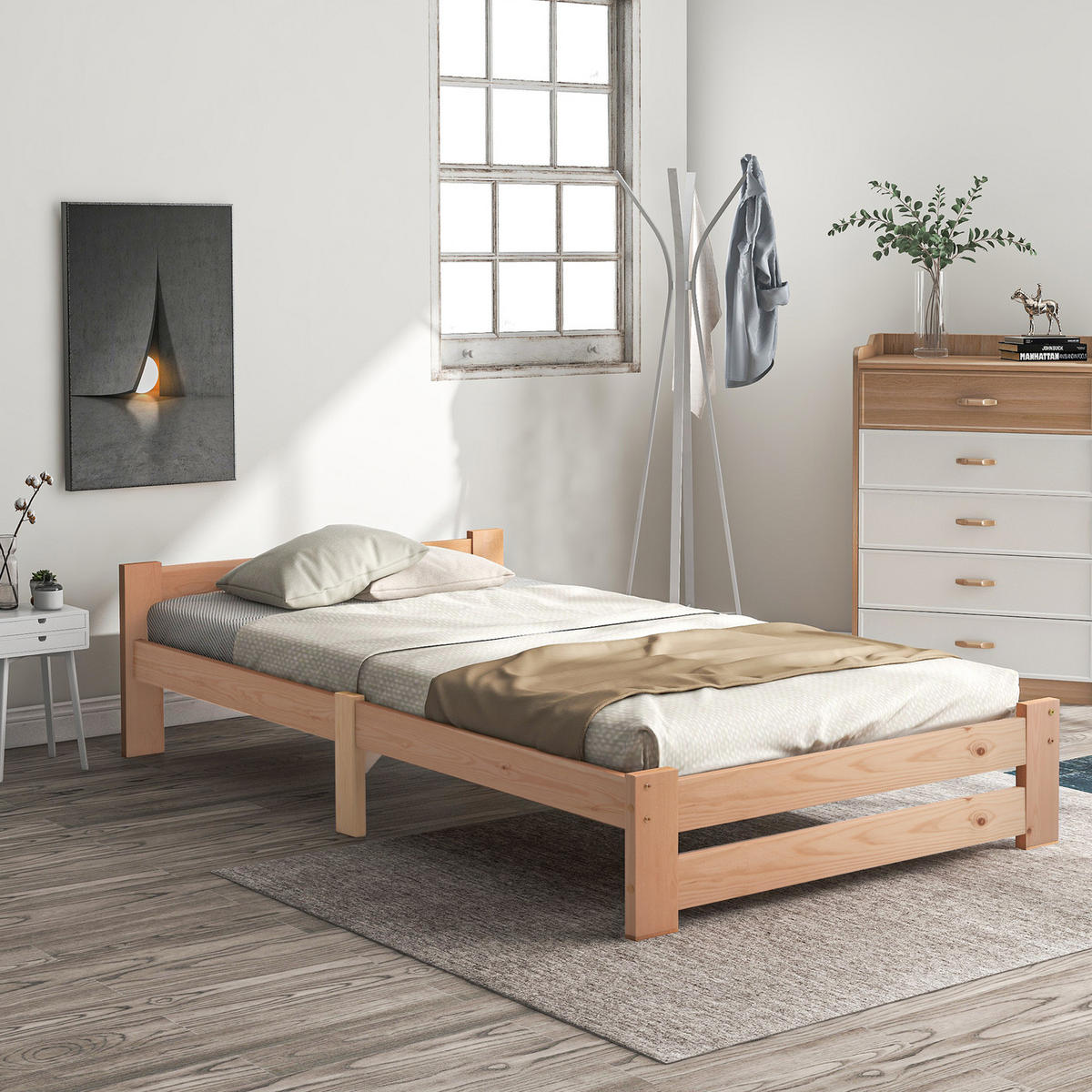 FUTONBETT 90/200 cm in Natur mit Lattenrost - Naturfarben, Holz (90/200cm) - KOMHTOM