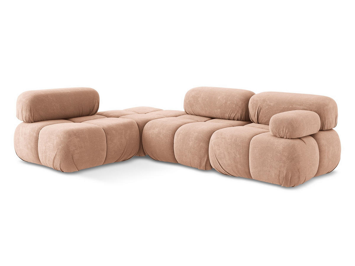 ECKSOFA Links Chenille Stoff Pink - Pink/Koralle, Kunststoff/Textil (190/285cm) - Makamii
