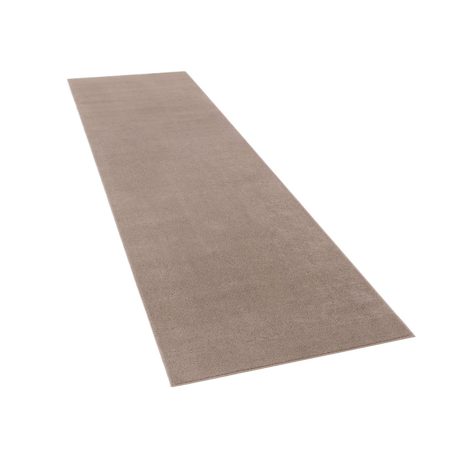 TEPPICH Kurzflor waschbar Unifarben Wohnzimmer schmutzabweisend Taupe Läufer 80x300 - Braun, Textil (80/300cm) - KADIMA DESIGN