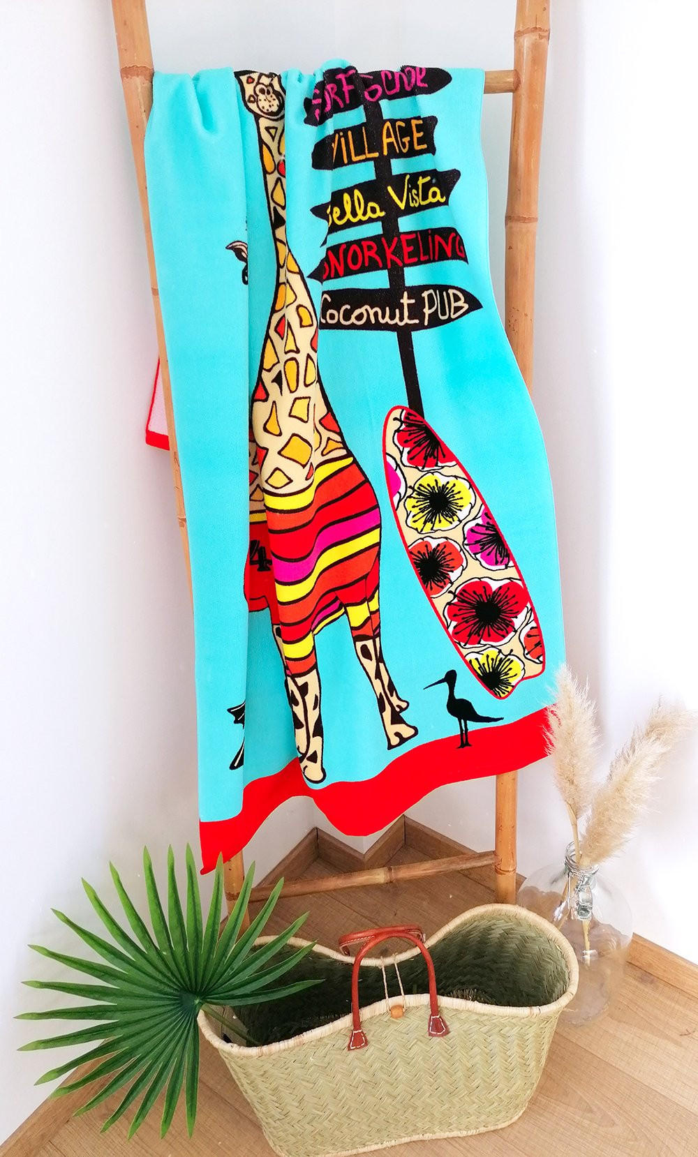 MIKROFASER-STRANDTUCH Kind Girafe - Blau, Textil (70/140cm) - LE COMPTOIR DE LA PLAGE