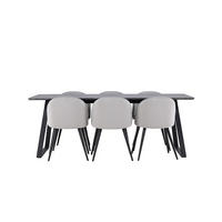 TISCHGRUPPE Grau - Grau, Holzwerkstoff (200/75/90cm) - ebuy24