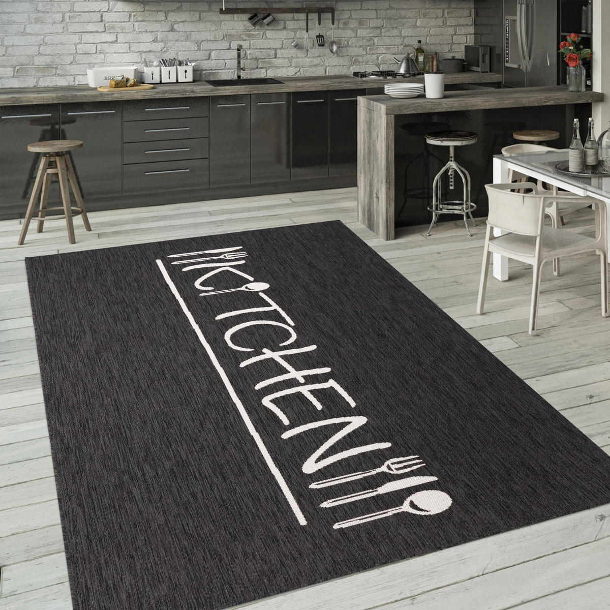 OUTDOORTEPPICH 160/220 cm Kitchen 385 - Anthrazit, Textil (160/220cm) - Paco Home