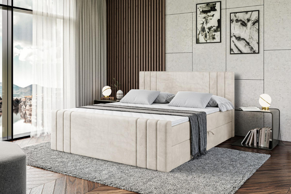 BOXBETT CELESTIA-Z - 180x200 cm - H3 - Ecru - Ecru, Holzwerkstoff (180/200cm) - ALTDECOR