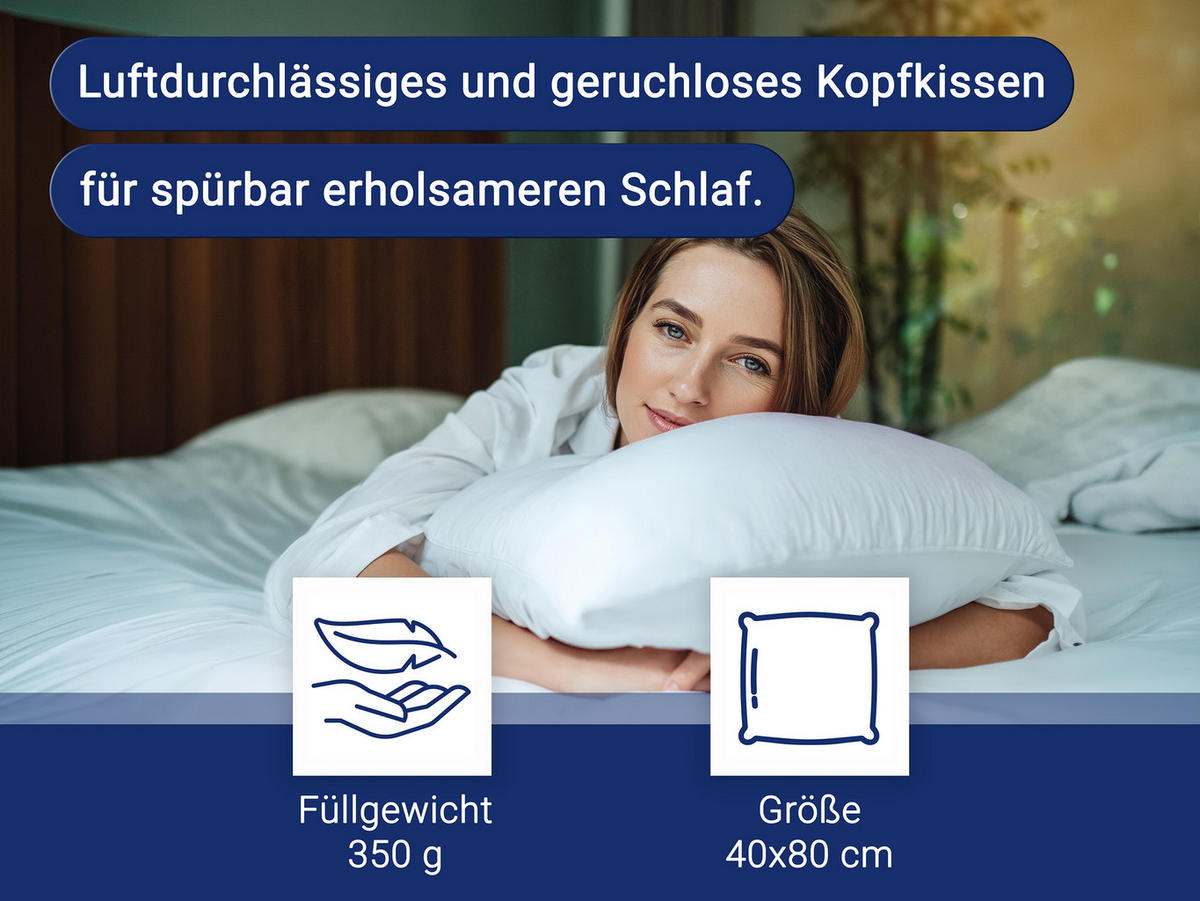 KISSEN, 40x80 cm, 50% Polyester, 50% Baumwolle, Weiß - Weiß, Textil (40/80cm) - Zollner