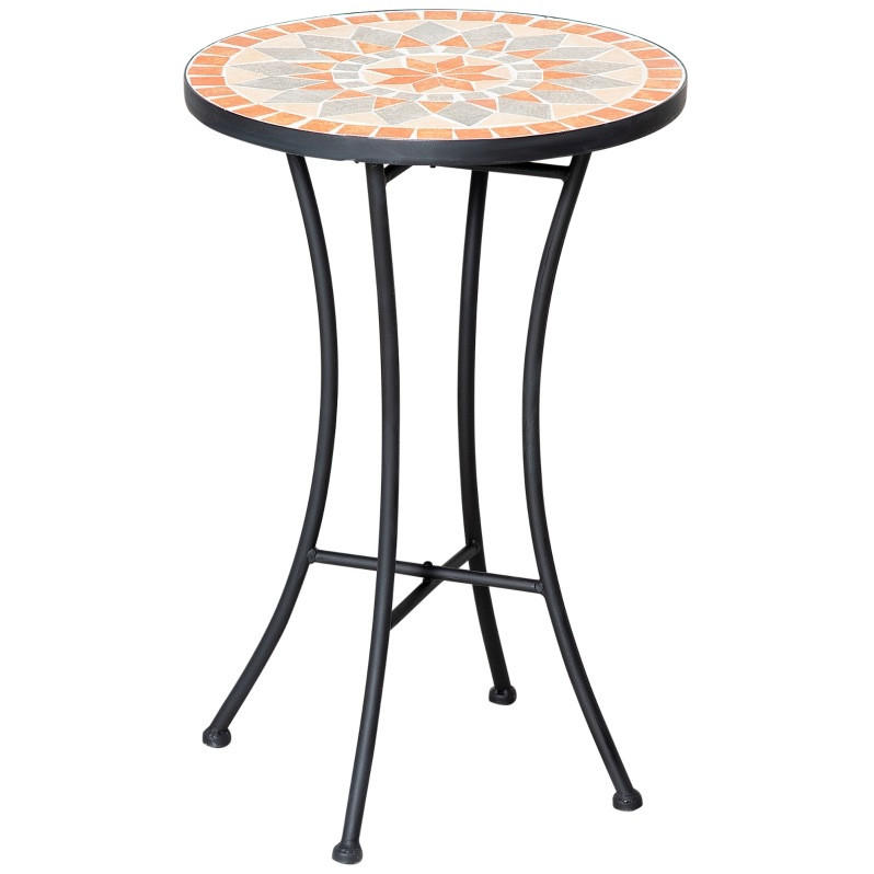 LOUNGETISCH 35,5/35,5/53,5 cm schwarz aus Metall mit Mosaikmuster - Naturfarben, Metall (35.5/35.5/53.5cm) - OKWISH