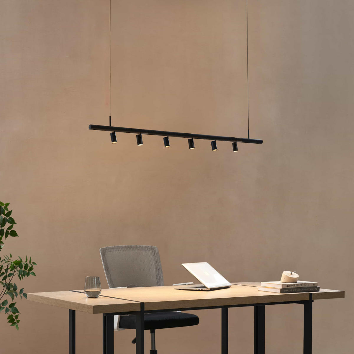 PENDELLEUCHTE MIT SPOTSTRAHLERN Lyne, Schwarz, 125cm - Schwarz, Metall (125/125/8.5cm) - KOSILUM