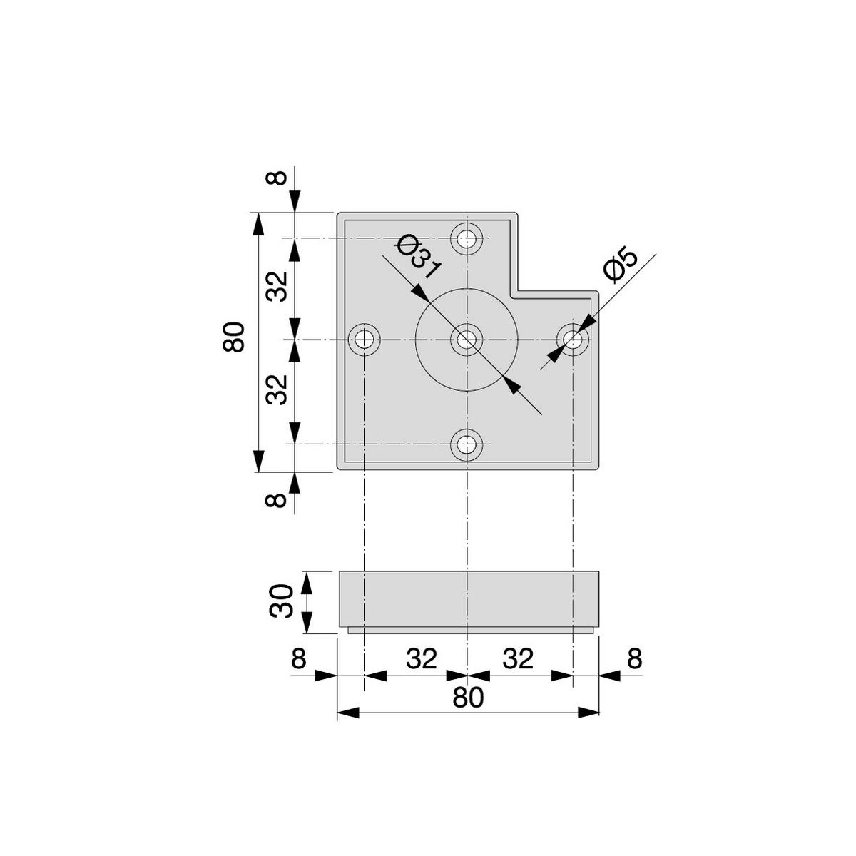 MÖBELFÜSSE Alumix 7, Höhe 30mm, Kunststoff, Silbergrau 20er-set - Silberfarben, Kunststoff (8/3/8cm) - EMUCA