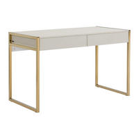 SCHREIBTISCH mit 2 Schubladen - MDF & Metall - Beige & Goldfarben - MASON - Beige, Holz (120/60/75cm) - Pascal Morabito