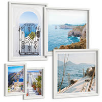 BILDER SET 5er Set - 50x50 cm & 20x30 cm & 40x60 cm Weißer Rahmen - Griechische Architektur auf Santorin, Oia - Weiß, Kunststoff (40/60cm) - TULUP