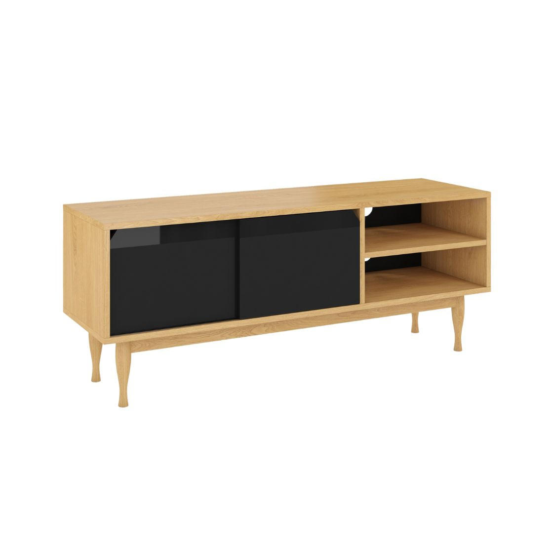 TV-SCHRANK Elza Black, Eichefarben, 135 Cm - Eichefarben, Eichenholz/Holzwerkstoff (135/53.6/40cm) - Skandica