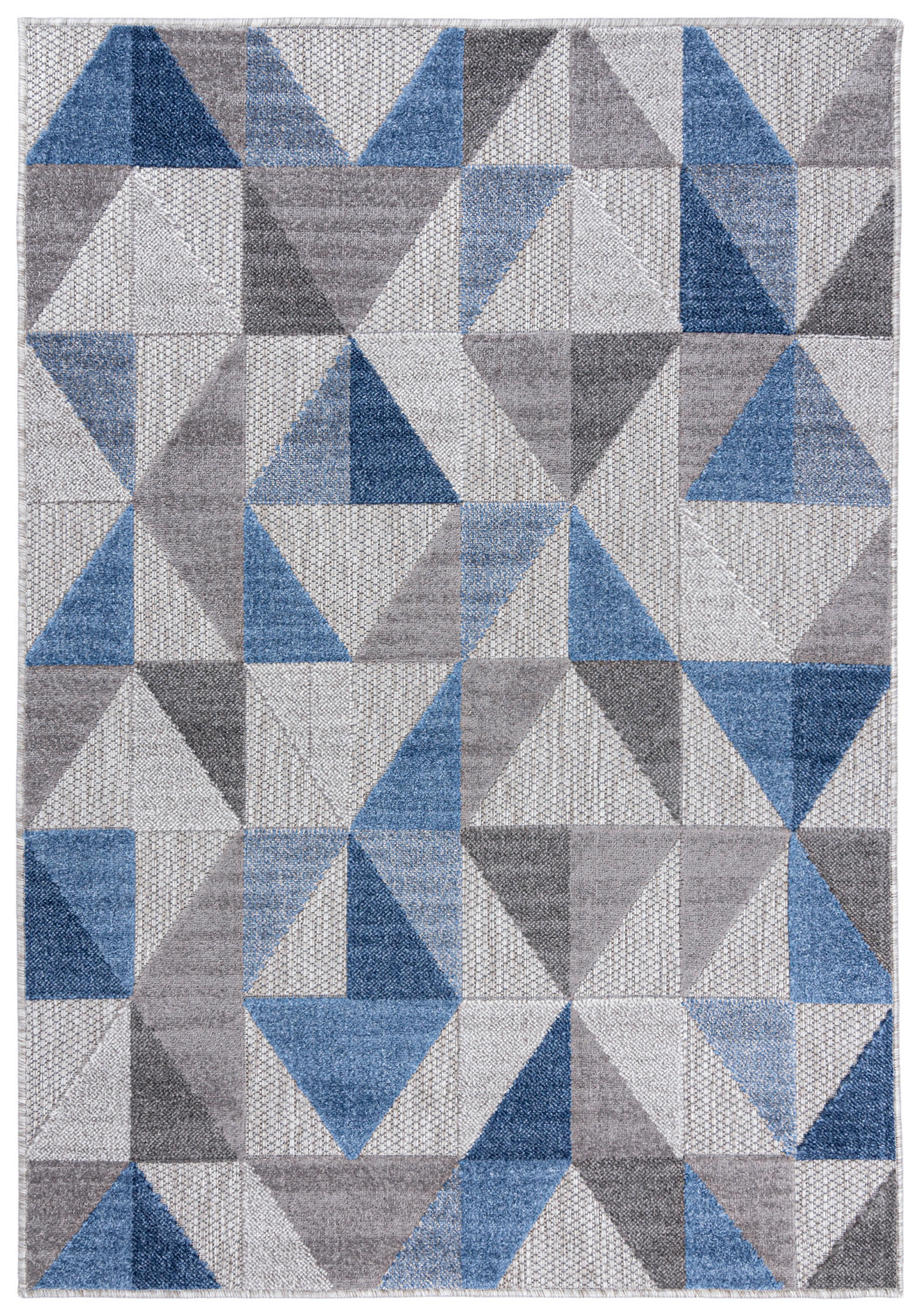 TEPPICH Outdoor Blue Grey Geometrisch Kurzflor Rechteckig- 120x170 cm - Blaugrau, Textil (120/170cm) - Mazovia