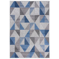 TEPPICH Outdoor Blue Grey Geometrisch Kurzflor Rechteckig- 160x230 cm - Blaugrau, Textil (160/230cm) - Mazovia