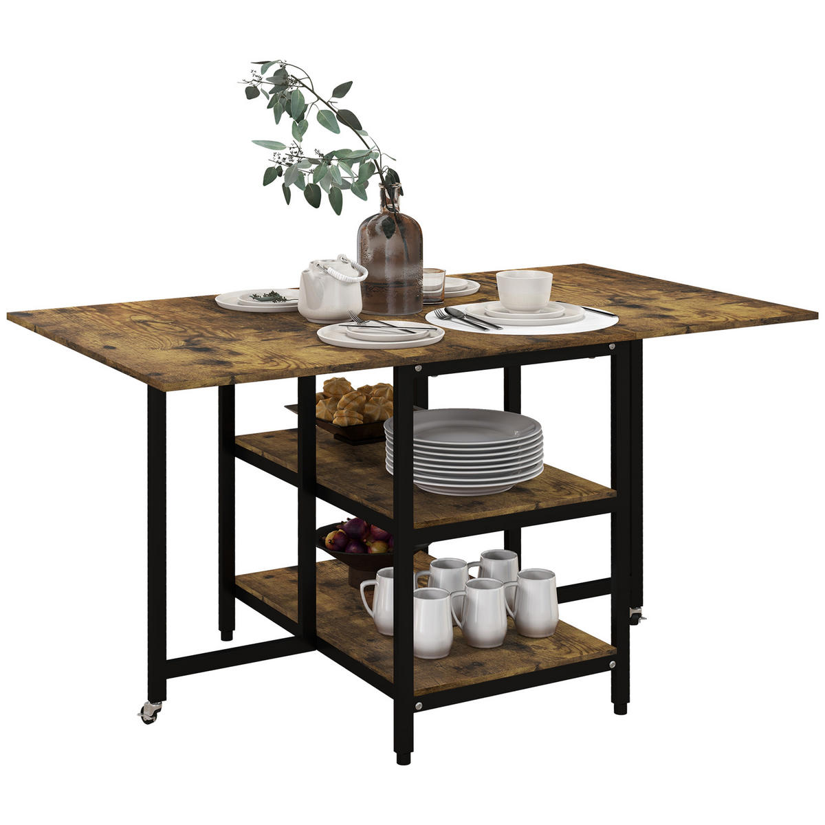 ESSTISCH klappbar, Spanplatte, Braun - Braun, Kunststoff (140/80/75cm) - HOMCOM