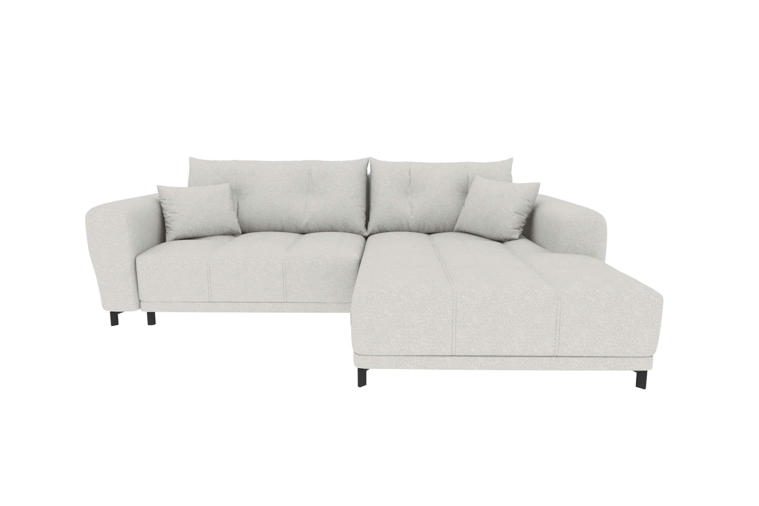 ECKSOFA Massimo Strukturstoff Hellgrau inkl. Schlaffunktion Rechts - Hellgrau/Schwarz, Textil/Metall (246/177cm) - 99rooms