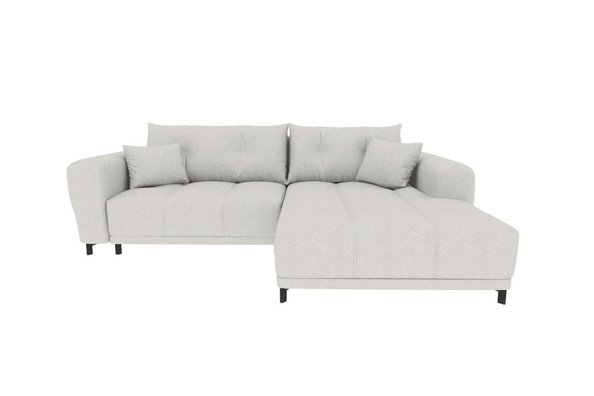 ECKSOFA Massimo Strukturstoff Hellgrau inkl. Schlaffunktion Rechts - Hellgrau/Schwarz, Textil/Metall (246/177cm) - 99rooms