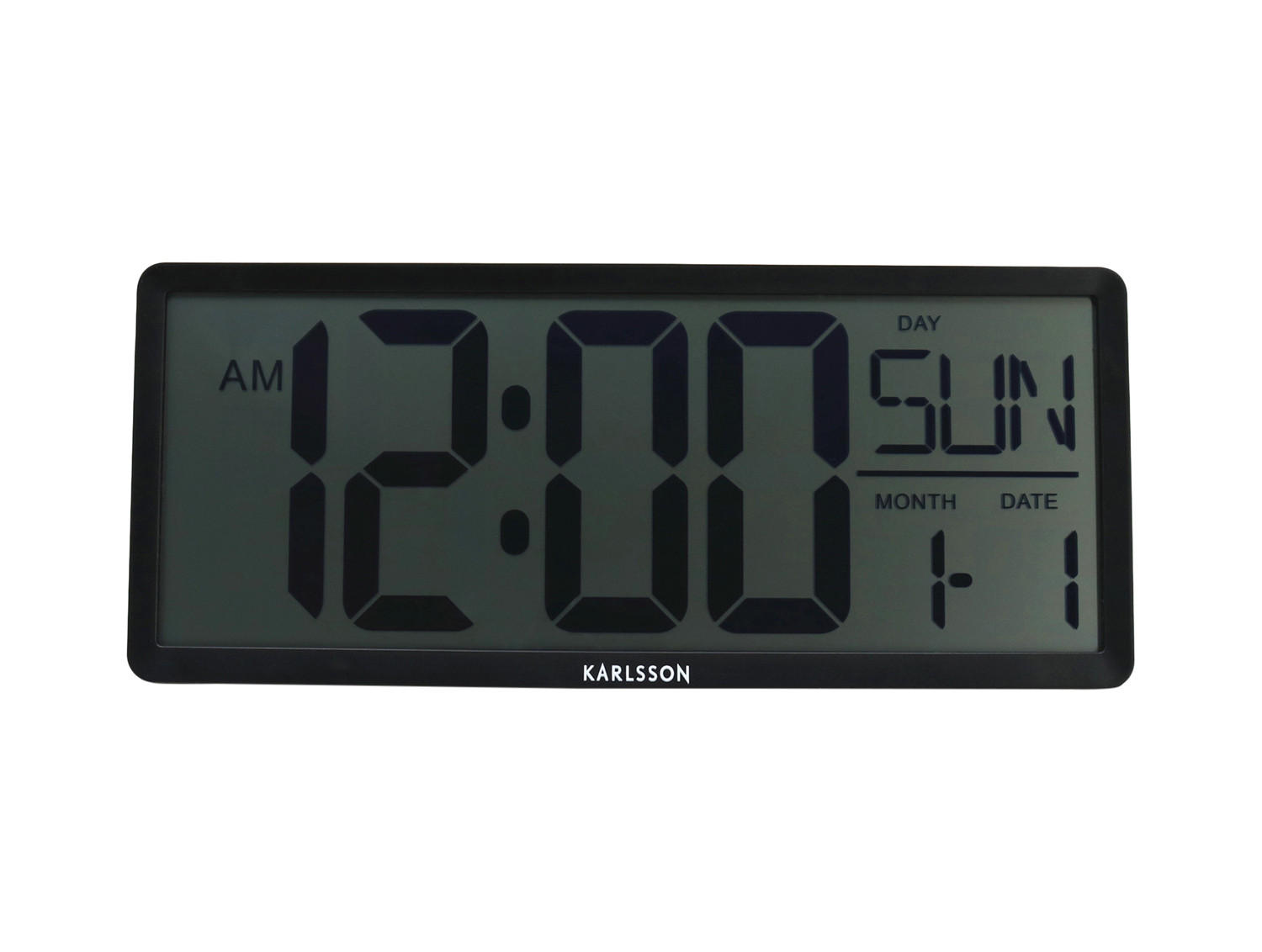WANDUHR Retro LCD 34.8/34.8/14.8 cm - Schwarz, Kunststoff (34.8/14.8/34.8cm) - Karlsson