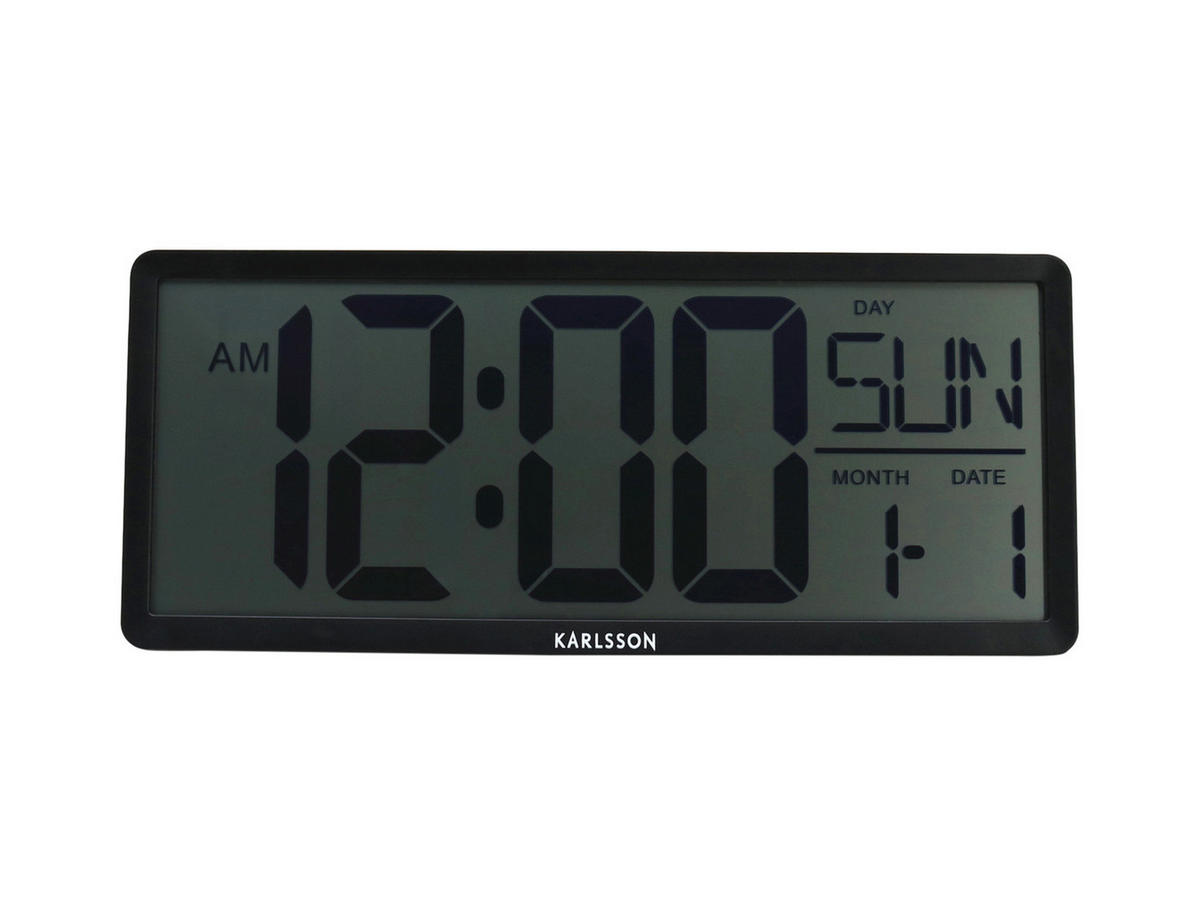 WANDUHR Retro LCD 34.8/34.8/14.8 cm - Schwarz, Kunststoff (34.8/14.8/34.8cm) - Karlsson