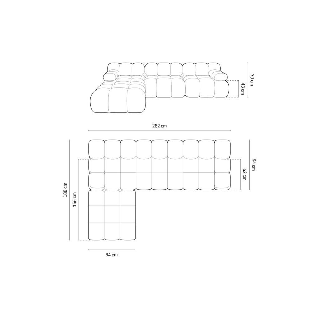 Thumbnail - Micadoni Sofa, Braun, Textil, 4-Sitzer, 188x70x282 cm, Hergestellt in Europa, Oeko-Tex®, Wohnzimmer, Sofas & Couches, So...