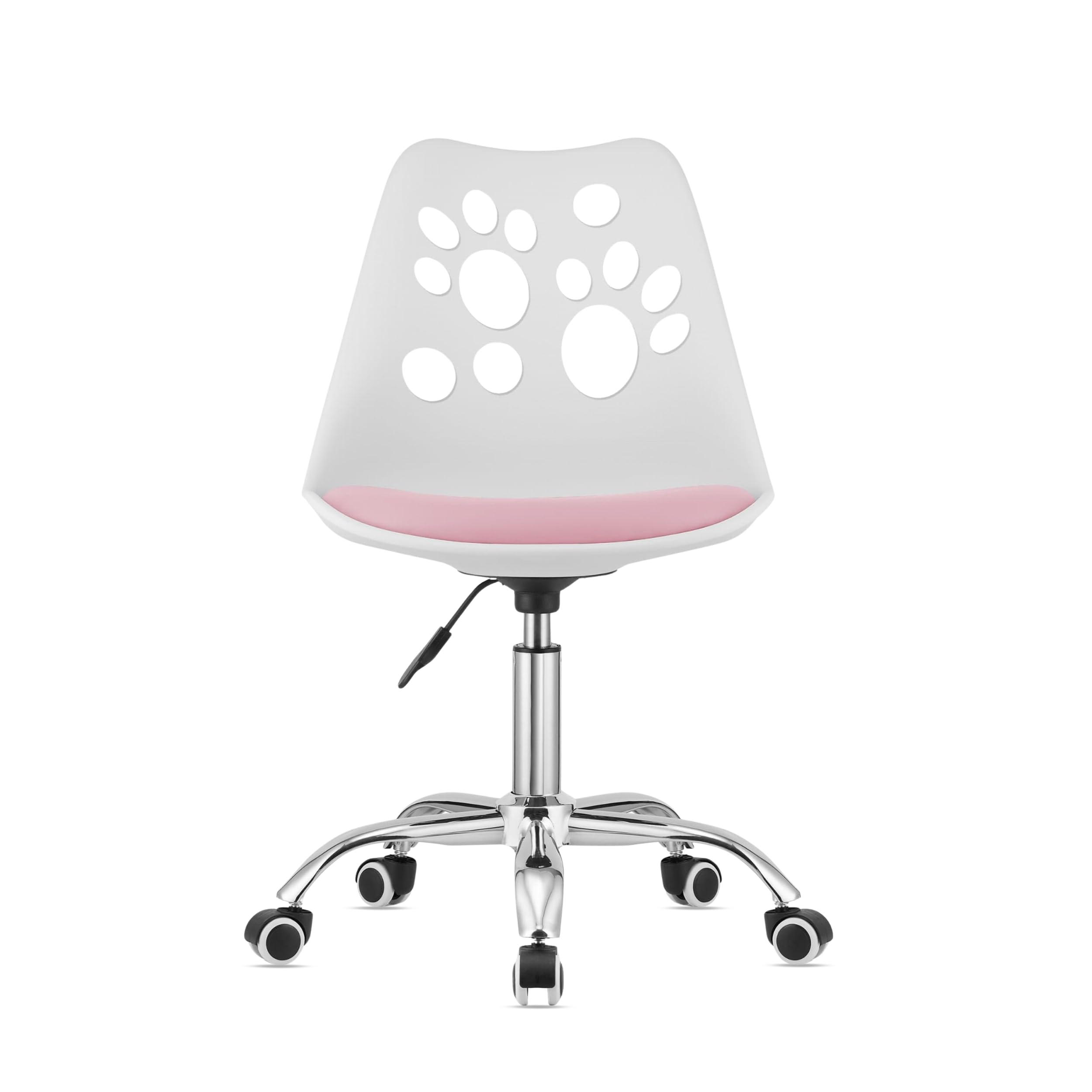 BÜRODREHSTUHL Weiß/Pink, Höhenverstellbar, Rollen, Ohne Armlehnen, Ergonomisch Für Büro Und Schlafzimmer - Weiß, Textil (51/94/58cm) - Best For Home