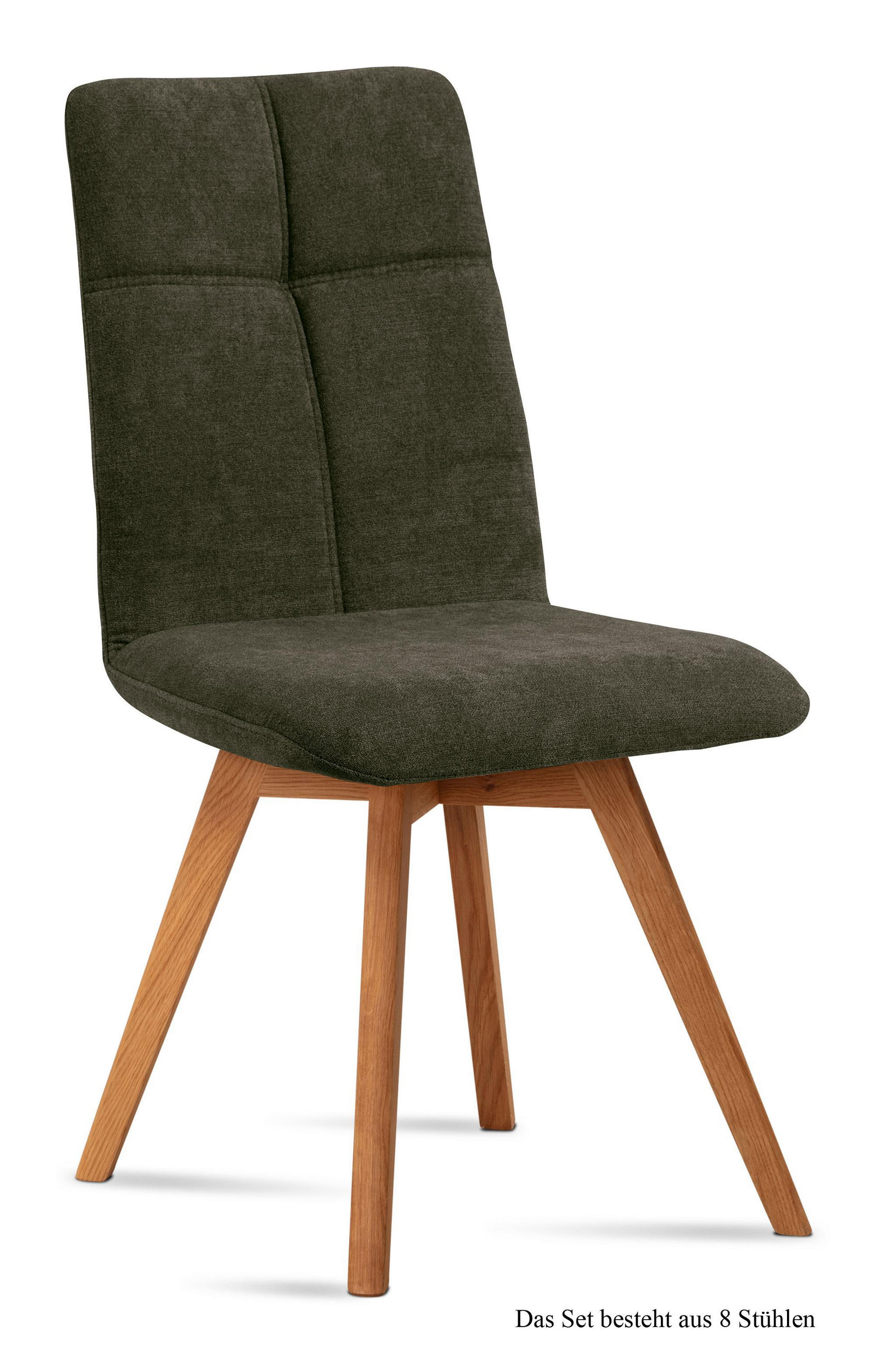 ESSZIMMERSTUHL (8er-Set) Dimut 47x92x60 Eiche geölt/Khaki - Dunkelgrün/Eichefarben, Kunststoff (60/92/47cm) - 58aufmkessel