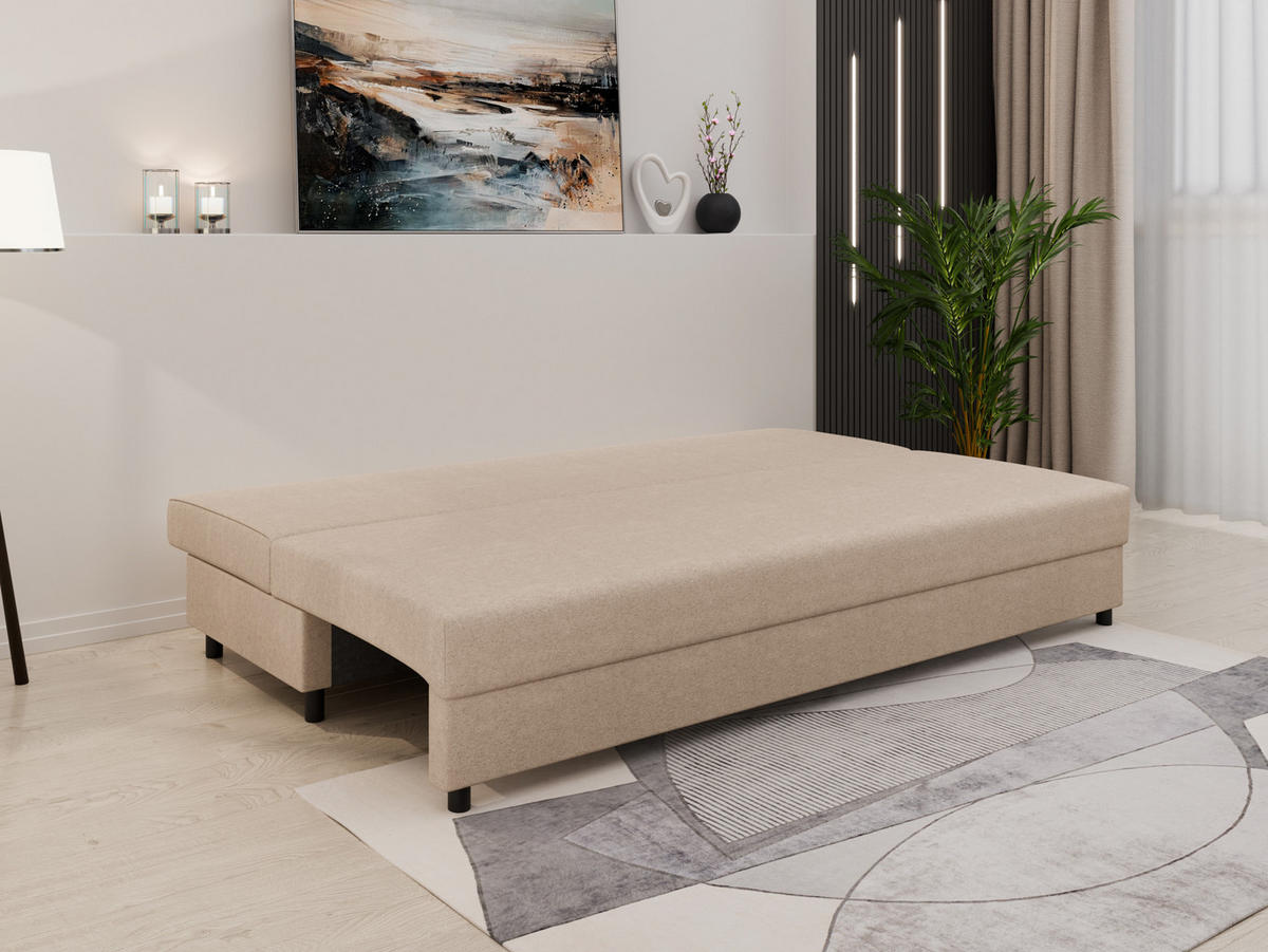 SCHLAFSOFA Facile mit Bettkasten – Moderne 2-in-1 Couch mit Stauraum, beige - Beige, Holz (194/48/71cm) - Panda Möbel