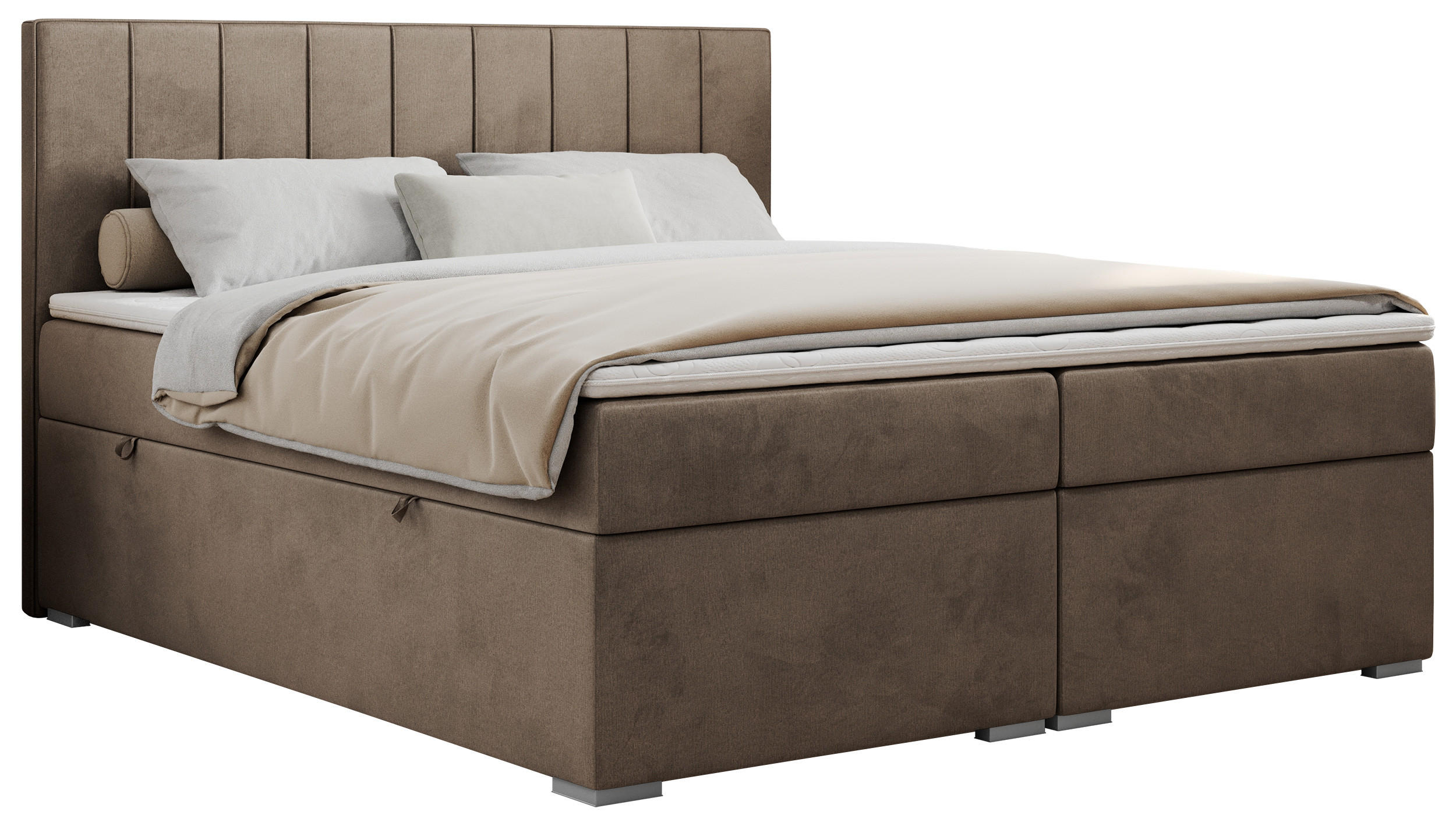 BOXBETT ALLY 140/200 Braun Velvet - H4 - Braun, Holz/Textil (140/200cm) - MKS