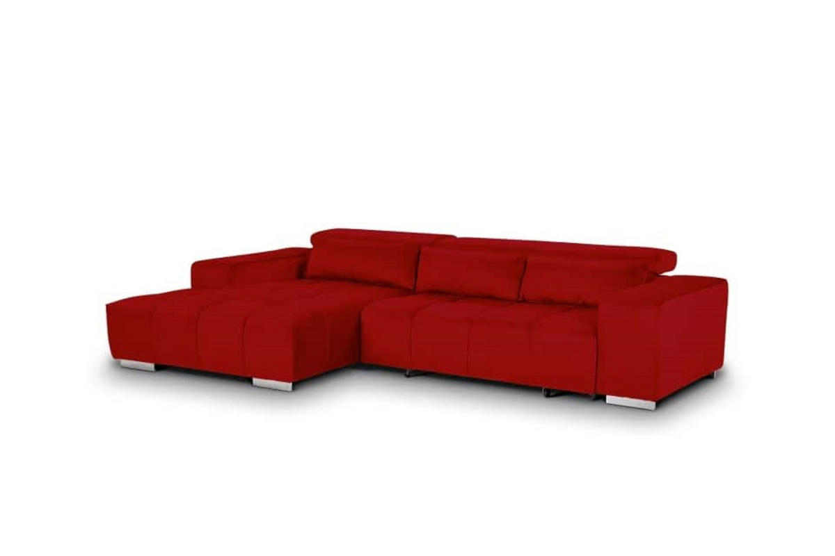 ECKSOFA mit elektrischem Sitzvorschub und verstellbaren Kopflehnen - Chromfarben/Rot, Textil (307/186cm) - Cotta