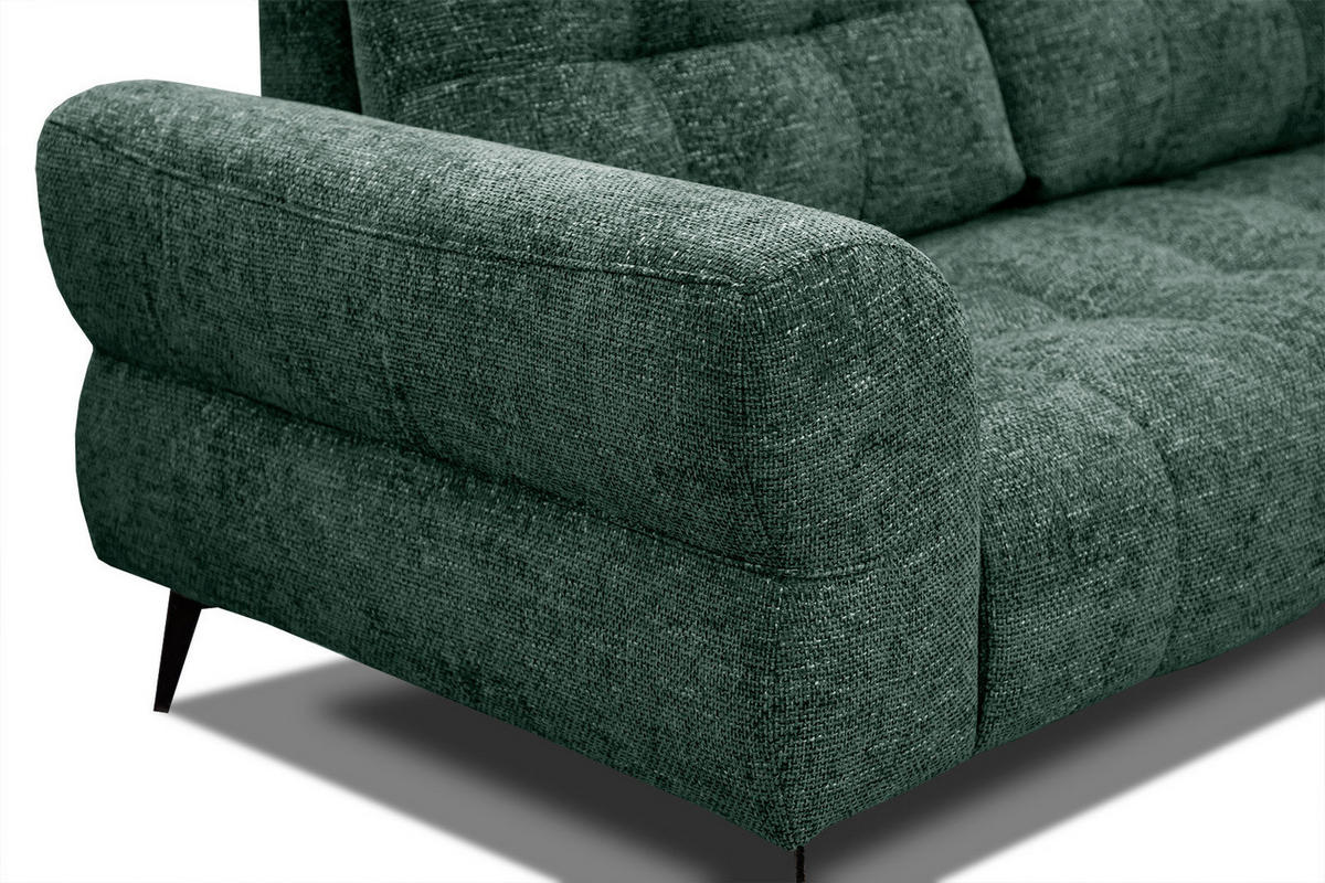 ECKSOFA SALVINI 5-Sitzer, smaragdgrün - Smaragdgrün/Schwarz, Holzwerkstoff/Textil (292/158cm) - Courtois Laville