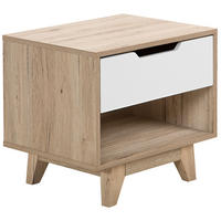 NACHTTISCH heller Holzfarbton/weiß Spencer - Hellbraun/Weiß, Holzwerkstoff (50/46/40cm) - Beliani