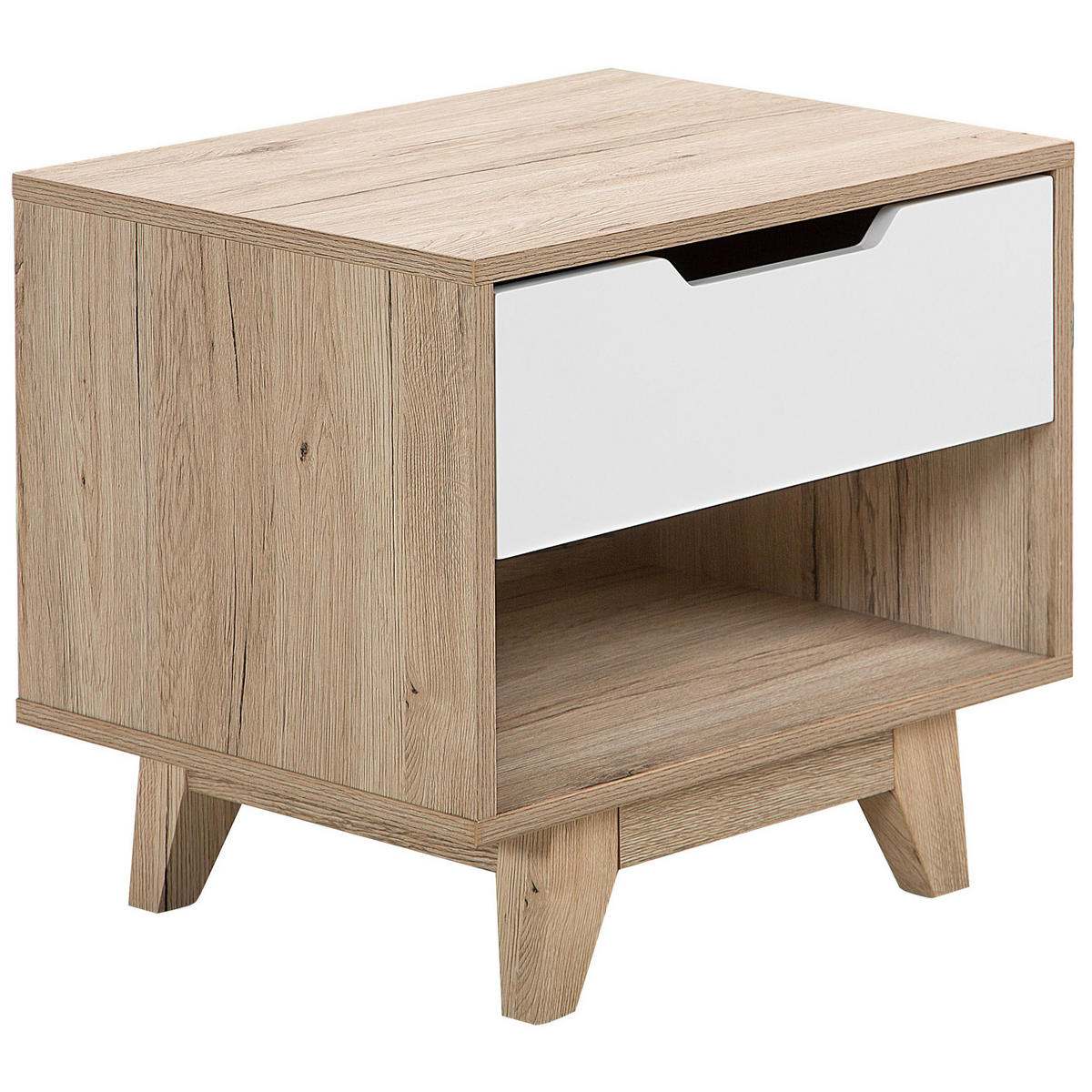 NACHTTISCH heller Holzfarbton/weiß Spencer - Hellbraun/Weiß, Holzwerkstoff (50/46/40cm) - Beliani