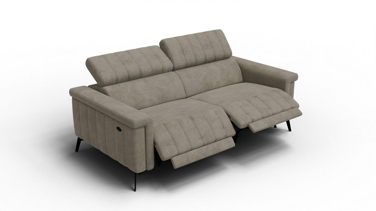 RELAXSOFA NORDEL 3-Sitzer, dunkles beige - Beige/Schwarz, Holz/Textil (194/80/105cm) - Courtois Laville