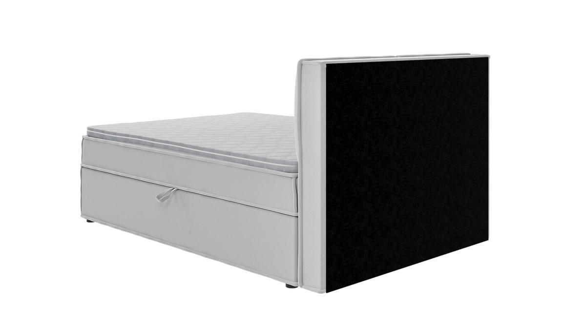 BOXBETT Eclipse 140/200 cm Silber Luxusmicrofaser - Silberfarben/Schwarz, Holz/Kunststoff (140/200cm) - S-Style Möbel