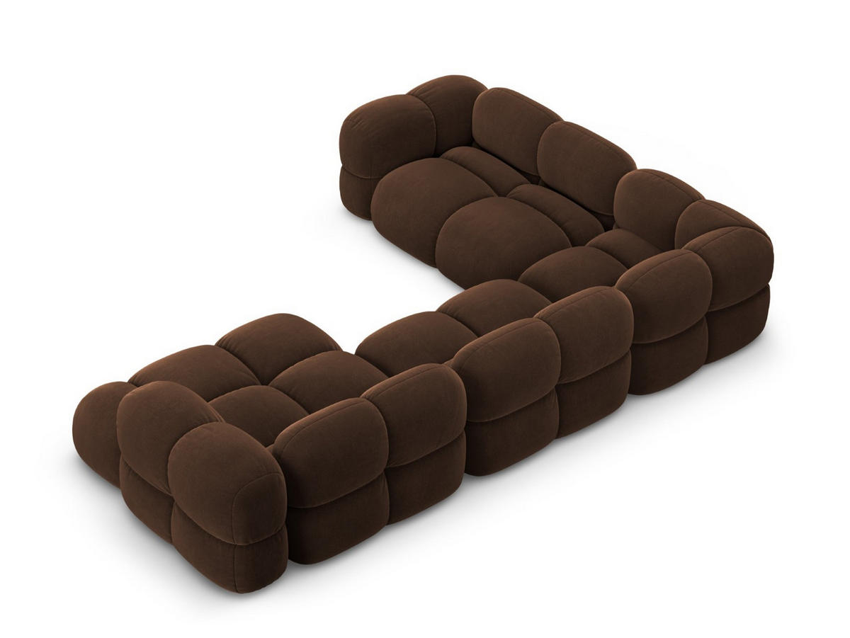 PANORAMASOFA links Loretto aus Samt Schokolade 5 Sitzplätze - Dunkelbraun, Textil (250/68/345cm) - Cosmopolitan Design