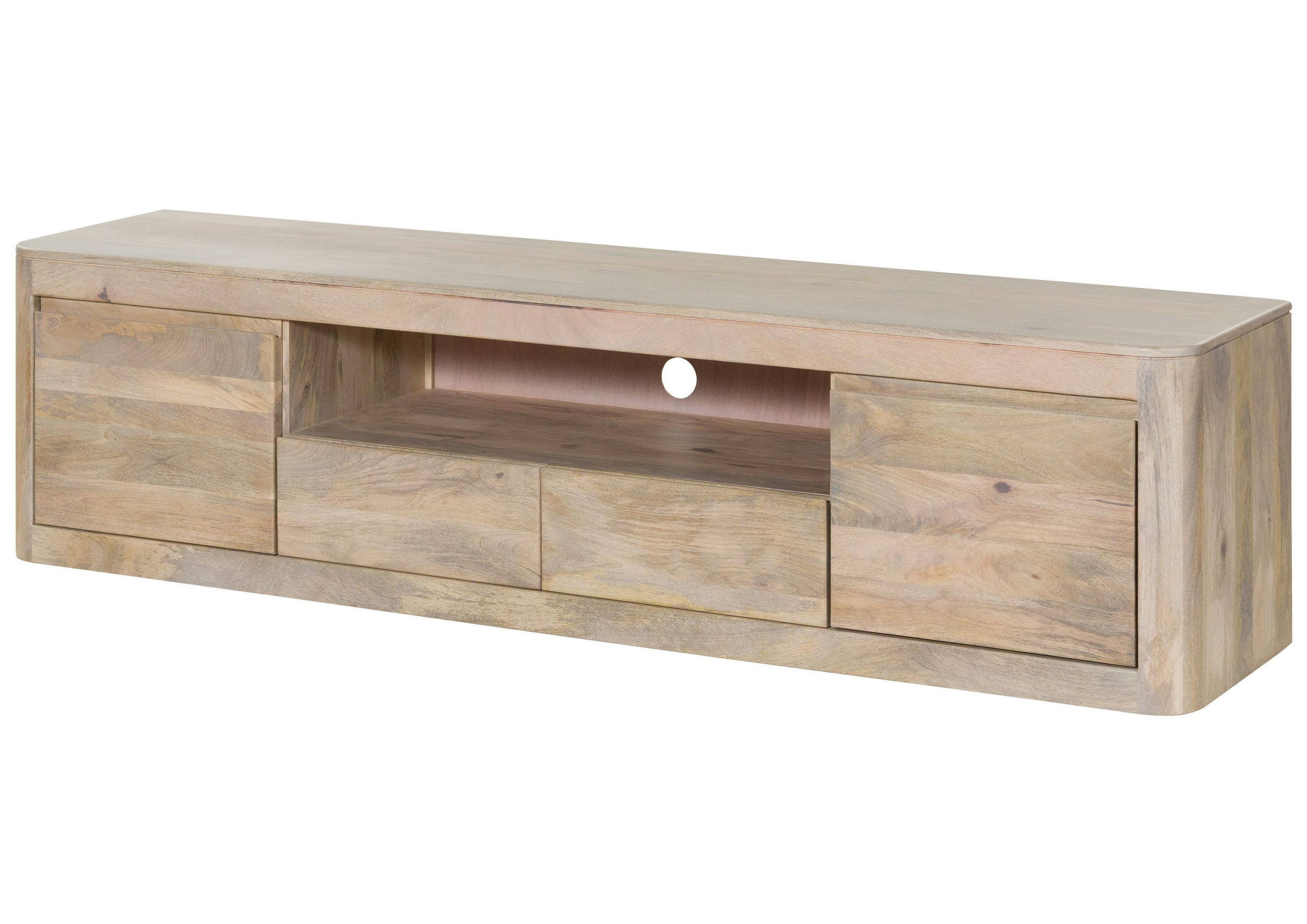 TV-BOARD Mango 200x45x50 weiß lackiert TORONTO #351 - Weiß, Holz (200/50/45cm) - Massivmoebel24