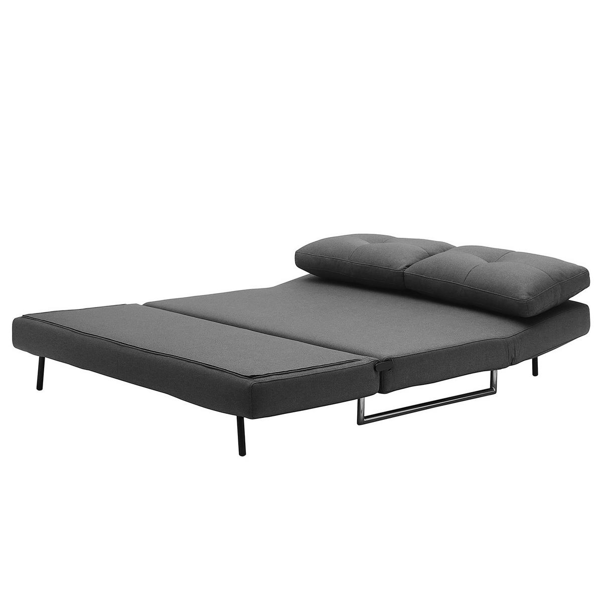 SCHLAFSOFA - Webstoff - Chromfarben/Dunkelgrau, Textil/Metall (150/85/88cm) - home24