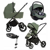 KINDERWAGEN Gavia 4in1 Sapphire Babywanne, Reisebuggy, Autositz, Isofix Basis - Schwarz/Grün, Textil/Metall (58/98cm) - BabyLux